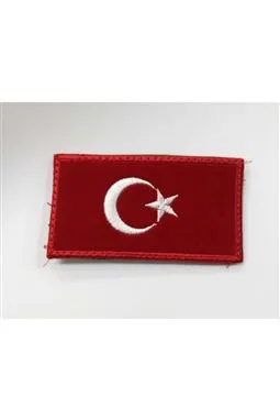 kadife kırmızı türk bayrağı peç patch önden görünüm