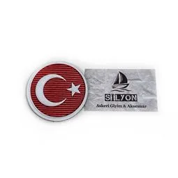 Türk bayrağı yuvarlak 3D polis arması yakın görünüm