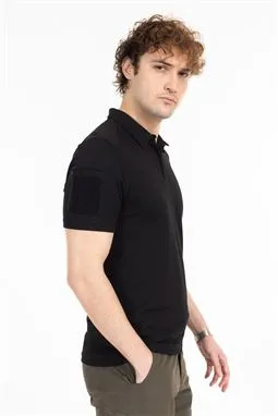Akıncılar polo yaka taktik tişört siyah yan görünüm