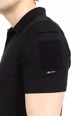 Akıncılar polo yaka taktik tişört siyah baskı detayı