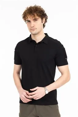 Akıncılar Polo Yaka Kısa Kollu Taktik T-Shirt-Siyah
