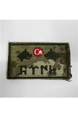çift kurt başlı kamuflaj taktik peç patch önden görünüm