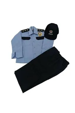 çocuk mavi polis kıyafeti kostümü yan görünüm