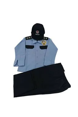çocuk mavi polis kıyafeti kostümü detay görünüm