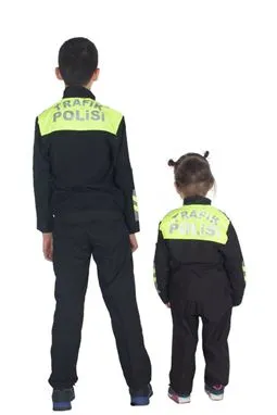çocuk polis şahin motorize kostümü kumaş / arma detayı