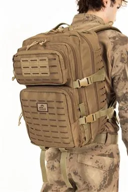 çöl sarısı bej tactical cordura sırt çantası 55 litre MOLLE sistemi detayı