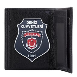 Deniz Kuvvetleri Metal Rozetli Klasik Deri Cüzdan