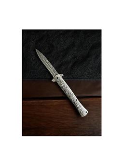 Gri Renk Gül Motifli Kamp Çakısı/Bıçağı