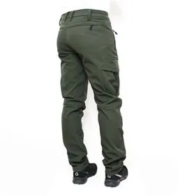 haki softshell su geçirmez kargo taktik pantolon arka cep detayı