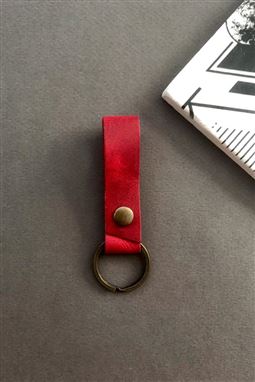 Hakiki Deri Kırmızı Anahtarlık