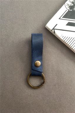 Hakiki Deri Mavi Anahtarlık