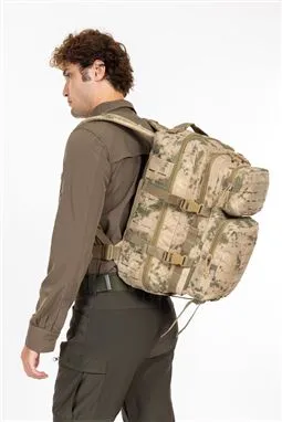 jandarma kamuflaj tactical cordura sırt çantası 55 litre yan cep detayı