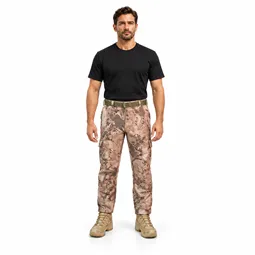 Jandarma Kamuflaj Su Geçirmez Softshell Pantolon Kapaklı Kargo Cepli