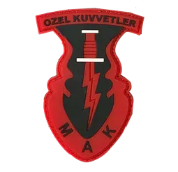 m.a.k özel kuvvetler silikon peç kırmızı patch önden görünüm