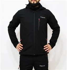 mudwill outdoor softshell erkek mont siyah su geçirmez dış yüzey detayı