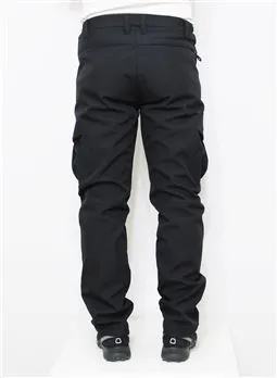 siyah softshell su geçirmez kargo taktik pantolon kargo cep detayı