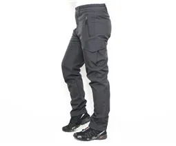 gri softshell su geçirmez kargo taktik pantolon kargo cep detayı