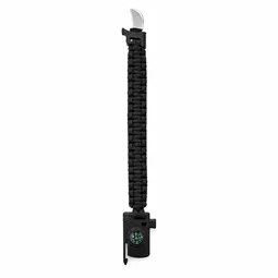 Siyah paracord bileklik açık halde paraşüt ipi uzunluğu görünümü