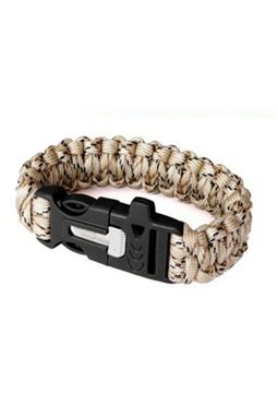 Paracord Bileklik 5 Fonksiyonlu Bıçaklı Bej Renk