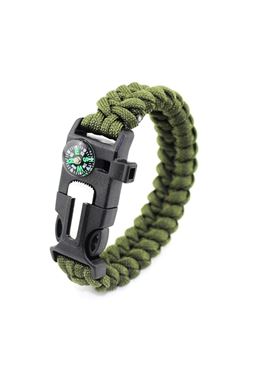 Paracord Bileklik 5 Fonksiyonlu Bıçaklı Haki Renk