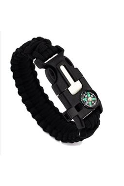 Paracord Bileklik 5 Fonksiyonlu Bıçaklı Siyah Renk