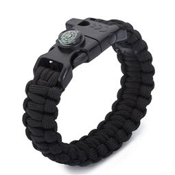 Paracord Bileklik 5 Fonksiyonlu Siyah Renk