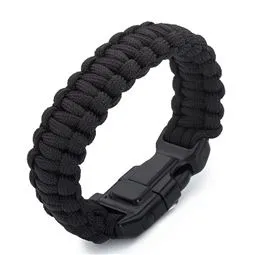 siyah paracord bileklik 5 fonksiyonlu detay görünüm