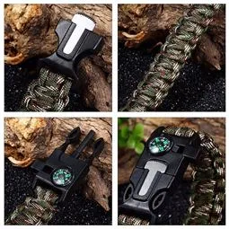 bej paracord bileklik 5 fonksiyonlu kullanım görünümü