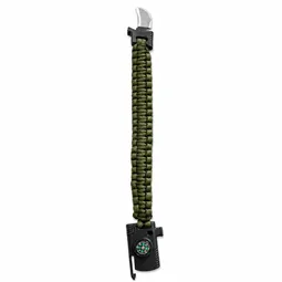 Haki paracord bileklik açık halde paraşüt ipi uzunluğu görünümü