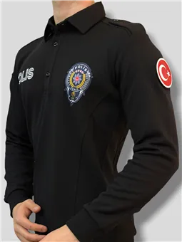 Polis Uzun Kollu Sweat Siyah Renk