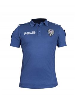 Polis Tişörtü Mavi Lacoste Yaka