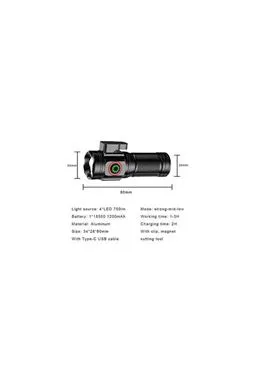 Powerdex PD-7007 mıknatıslı mini şarjlı el feneri şarj/pil detayı