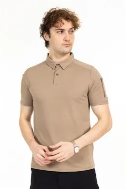 Akıncılar Polo Yaka Kısa Kollu Taktik T-Shirt-Bej