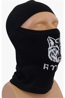 Göktürk Yazılı Kurt Başlı Baskılı Termal Kar Maskesi Siyah Renk