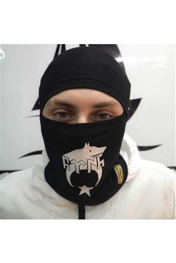 Kurt Başlı BaskılıTermal Kar Maskesi Siyah Renk