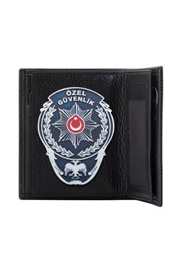 Özel Güvenlik Metal Rozetli Klasik Deri Cüzdan