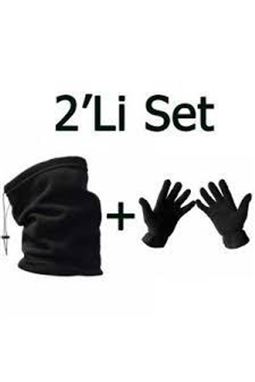 Termal Polar Eldiven - Termal Polar Boyunluk-Bere 2'li Set Siyah Renk