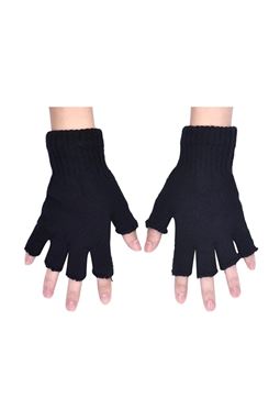 Siyah Renk Termal Polar Eldiven Kesik Parmak