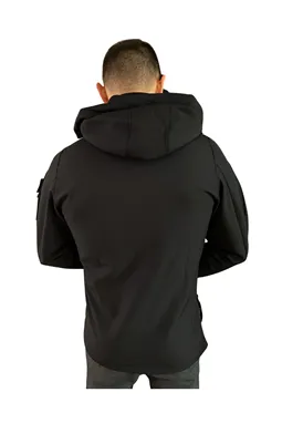 siyah tactical softshell mont su geçirmez arkadan görünüm