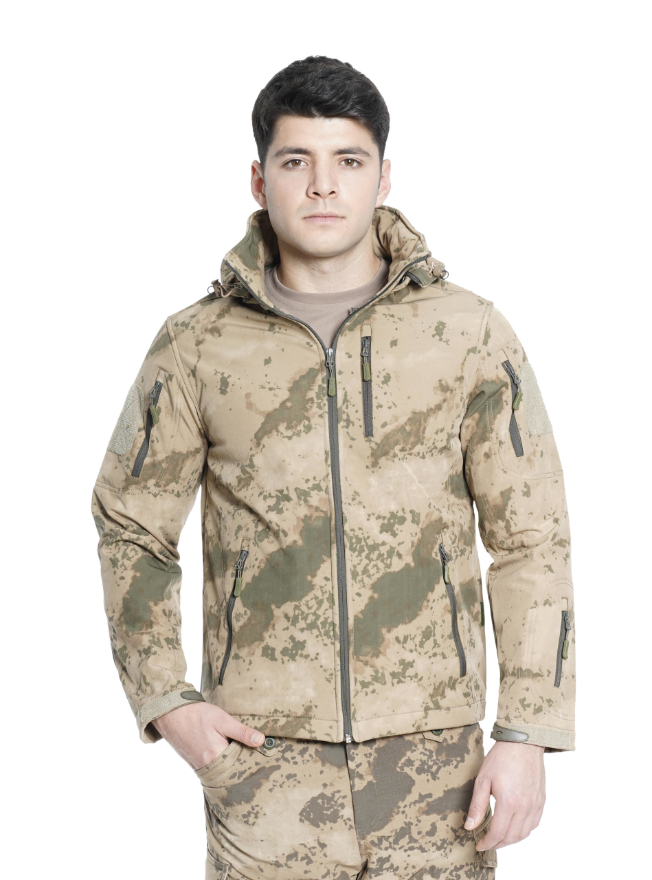 Jandarma Çöl Kamuflaj Su Geçirmez Softshell Mont