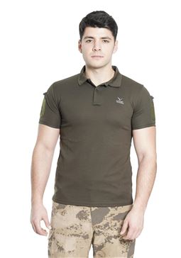 Kısa Kol Polo Yaka Taktik T-Shirt Haki Renk