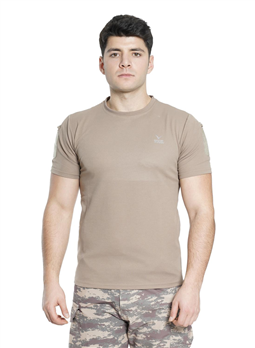 Kısa Kol Yuvarlak Yaka Taktik T-Shirt Çöl Sarısı (Bej) Renk