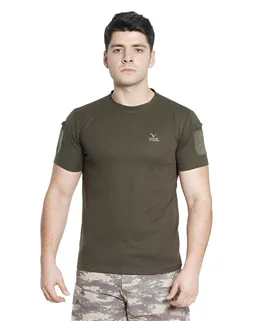 Kısa Kol Yuvarlak Yaka Taktik T-Shirt Haki Renk
