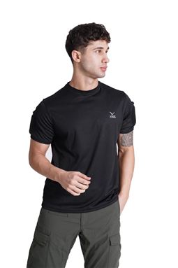 Kısa Kol Yuvarlak Yaka Taktik T-Shirt Siyah Renk