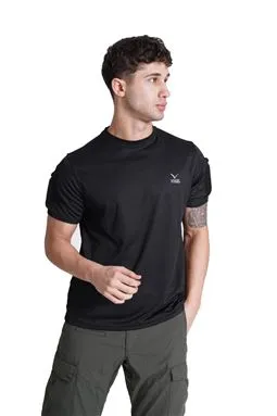 Kısa Kol Yuvarlak Yaka Taktik T-Shirt Siyah Renk