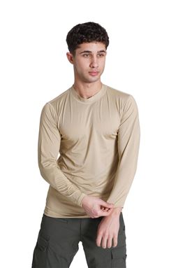 Microfiber Uzun Kol Termal Tişört Çöl Sarısı (Bej) Renk