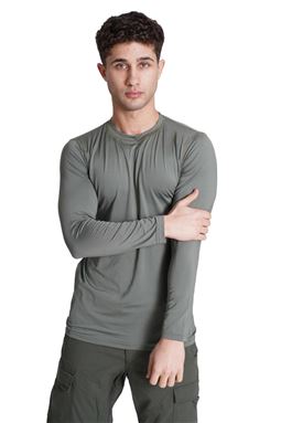 Microfiber Uzun Kol Termal Tişört Haki Renk