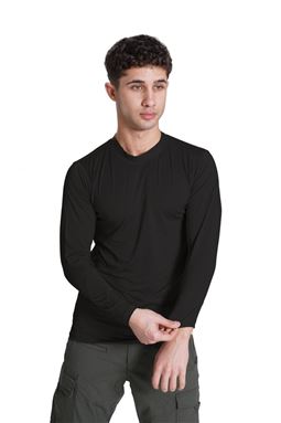 Microfiber Uzun Kol Termal Tişört Siyah Renk