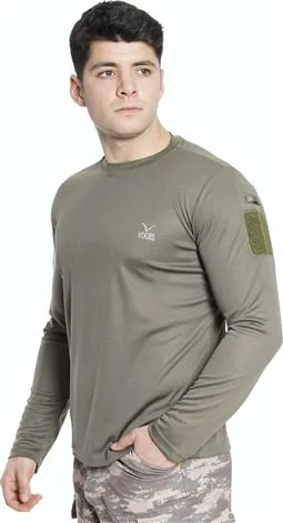 Uzun Kol Yuvarlak Yaka Taktik T-Shirt Haki Renk