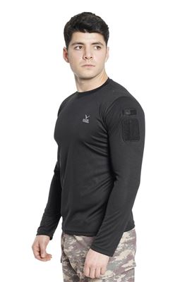 Uzun Kol Yuvarlak Yaka Taktik T-Shirt Siyah Renk
